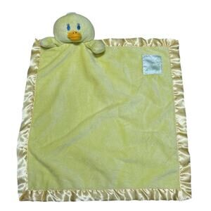 Pickles Duck Lovey Baby Security Blanket Yellow Satin Blue‎ Eye Plush 16" Toy